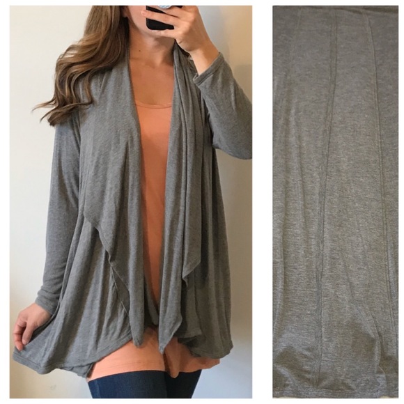 Bordeaux Sweaters - BORDEAUX Soft Cozy Gray Convertible Cardigan M/L